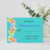 Plumeria Wedding RSVP Card Karte (Stehend Vorderseite)