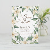 Plumeria Wedding Save the Date Card Einladung (Stehend Vorderseite)