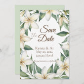 Plumeria Wedding Save the Date Card Einladung (Vorne/Hinten)