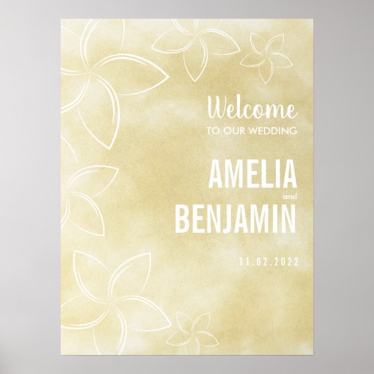 Plumeria Wedding Welcome Sign Poster (Vorne)