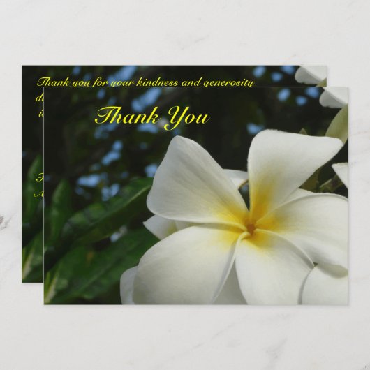Plumeriafrangipani-Blumen-Beileid danken Ihnen zu Dankeskarte (Vorne/Hinten)