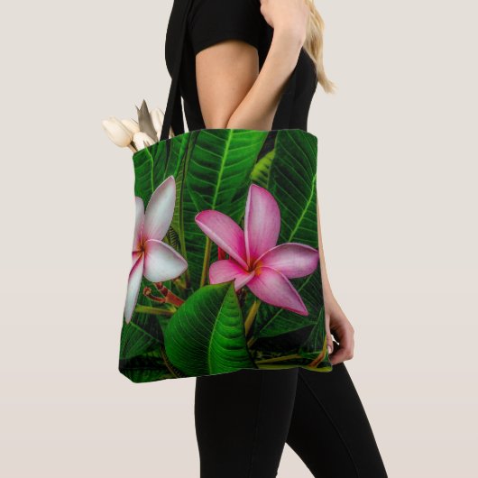 Plumerias in der Tasche Weiß und Rosa (Von Nahem)