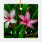 Plumerias in Weiß und Rosa Keramikornament (Rückseite)
