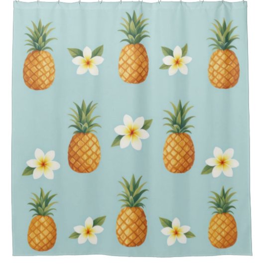 Plumerias & Pineapples Duschvorhang (Vorderseite)