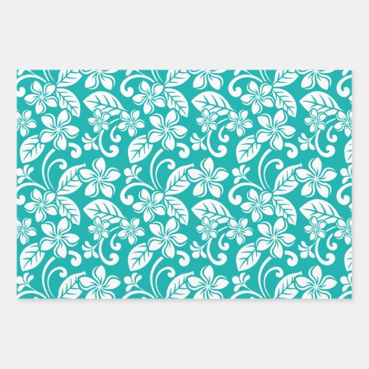 PLUMERIEN AUF DER INSEL (AQUAMARIN) BILDER GESCHENKPAPIER SET (Vorderseite 3)