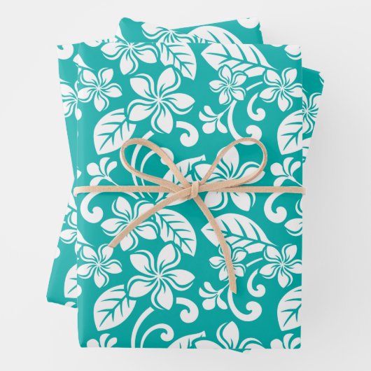 PLUMERIEN AUF DER INSEL (AQUAMARIN) BILDER GESCHENKPAPIER SET (Beispiel)