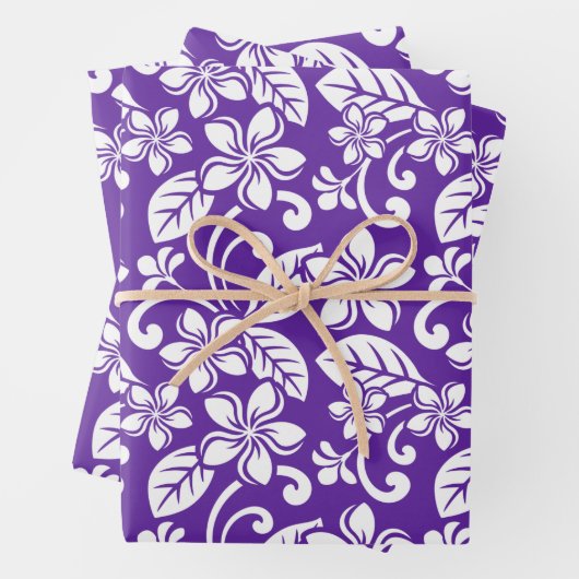 PLUMERIEN AUF DER INSEL (LILA) BILDER GESCHENKPAPIER SET (Beispiel)