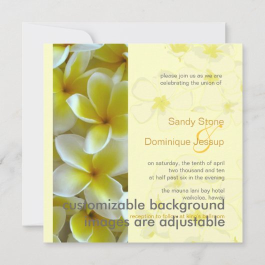 Plumerien auf gelbem Hintergrund Einladung (Rückseite)