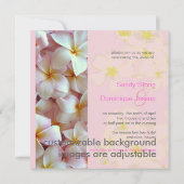 Plumerien auf rosa Untergrund Einladung (Rückseite)
