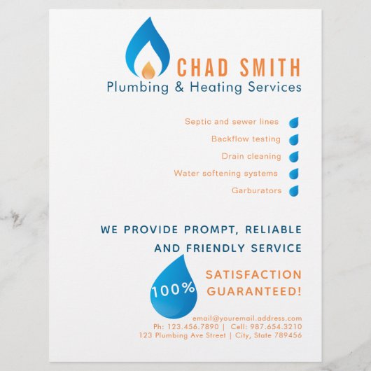 Plummerhitztes Wassertropflogo Flyer (Hinten)