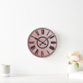Plummy Rose Clock geerbt Wirkung römische Zahlen Runde Wanduhr (Zuhause)