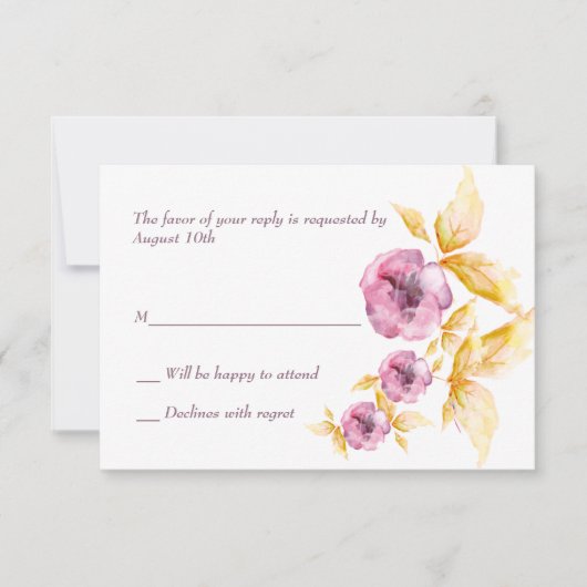 Plumrose Reply Cards RSVP Karte (Vorderseite)
