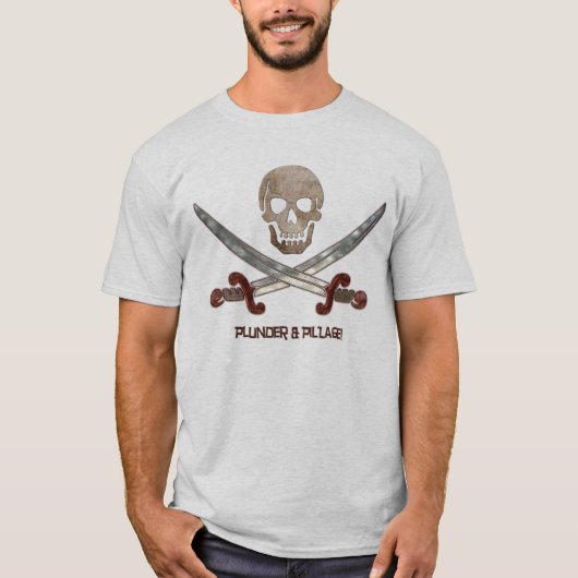 Plunder & Pillage Pirate Calico Jack T-Shirt (Vorderseite)