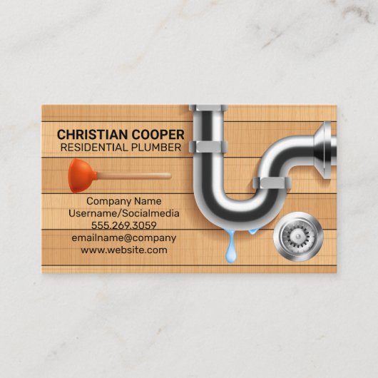 Plunger und Abtropfen | Pipes Business Card Visitenkarte (Vorderseite)
