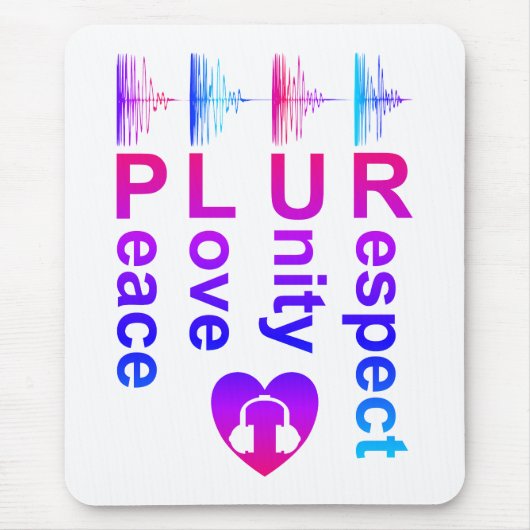 PLUR (Peace Liebe Unity Respect) Mousepad (Vorne)