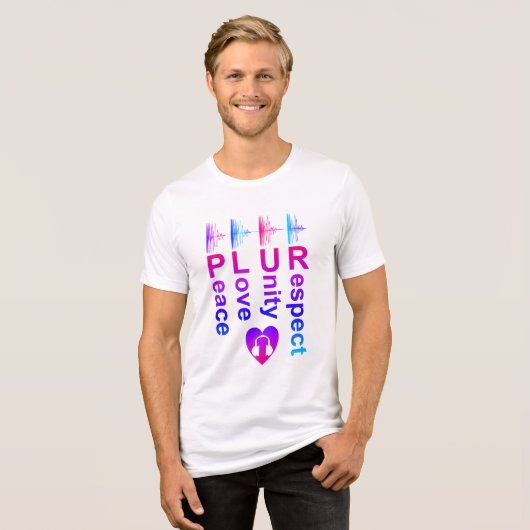 PLUR (Peace Liebe Unity Respect) Tri-Blend Shirt (Vorderseite voll)