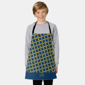 Plus Blau Gelb Minimal Muster Schürze (Getragen)