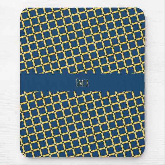 Plus Blaugelbes Minimalmuster Mousepad (Vorne)