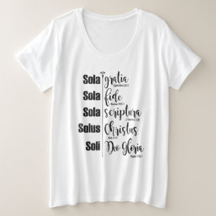 Plus-Groß weißes T-Shirt mit fünf Solas