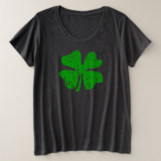 Plus Größe St Patricks Day Shirt mit Kleeblatt Log (Design vorne)