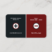 Plus minus Akkubetrieb Visitenkarte (Rückseite)