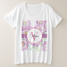 Plus Mit Monogramm, weißer und Lila T - Shirt