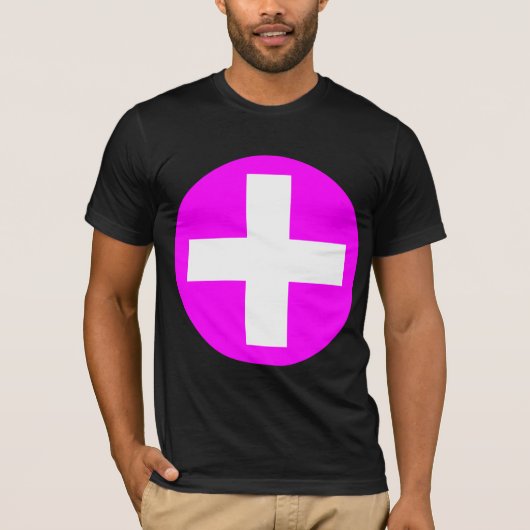 Plus Signieren in Weiß mit Magenta T-Shirt (Vorderseite)