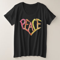 Plus-Size-Friedensherz-Shirt - Helles Wachsmalstif