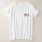 Plus Size Patriotic USA Comfy White T - Shirt (Design vorne)