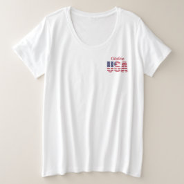 Plus Size Patriotic USA Comfy White T - Shirt
