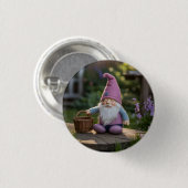 Plüsch-Gnom-Figur mit gewebtem Korb im Sommer Button (Vorne & Hinten)