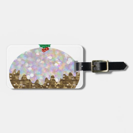 Plüsch-Weihnachtspuddings Gepäckanhänger (Vorderseite horizontal)