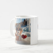 Plüschbär mit Herz in sonniger Winterlandschaft Kaffeetasse (Vorderseite Links)