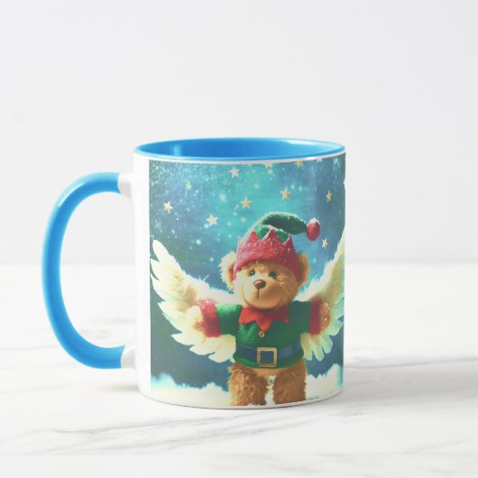Plüschbärchen als Engelchen zur Weihnachtszeit Tasse (Links)