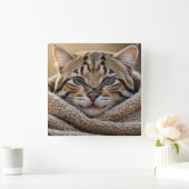 Plüscherkatze und Blanket Quadratische Wanduhr (Zuhause)