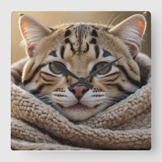 Plüscherkatze und Blanket Quadratische Wanduhr (Vorderseite)