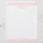 Plüschiger, weißer Pisley mit rosa Paisley-Streife Briefbogen (Vorne/Hinten)