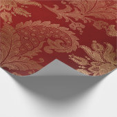Plüschroter und goldener Damast Geschenkpapier (Ecke)