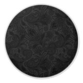 Plush Black Floral Vintag Paisley Pattern Keramikknauf (Vorderseite)
