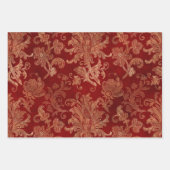 Plush Burgundy Red and Gold Damask Geschenkpapier Set (Vorderseite)