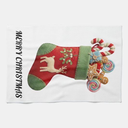 Plush Christmas Stocking Illustration Geschirrtuch (Horizontal)