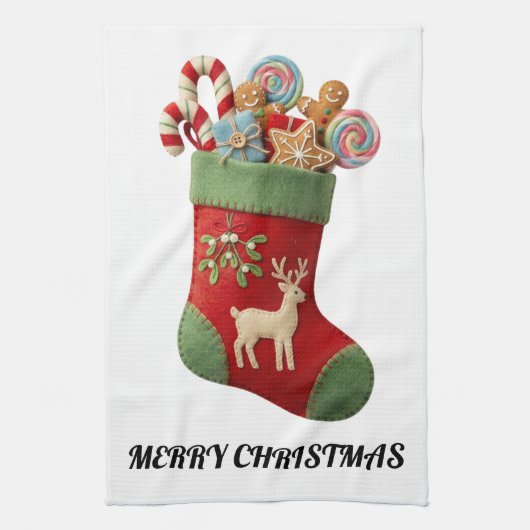 Plush Christmas Stocking Illustration Geschirrtuch (Vertikal)