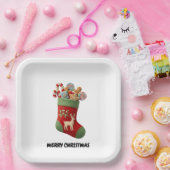 Plush Christmas Stocking Illustration Pappteller (Party)