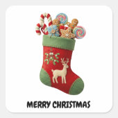 Plush Christmas Stocking Illustration Quadratischer Aufkleber (Vorderseite)