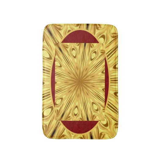 Plush Comfort & High Contrast: Crimson & Gold Opul Badematte (Vorderseite Vertikal)