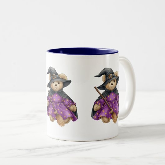 Plush Hexe, Teddy Bär, Halloween, Autor Natasha Zweifarbige Tasse (VorderseiteRechts)