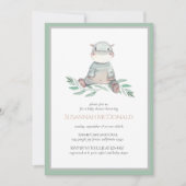 Plush Hippo | Jungle Safari Babydusche Einladung (Vorderseite)