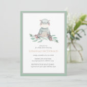 Plush Hippo | Jungle Safari Babydusche Einladung (Stehend Vorderseite)