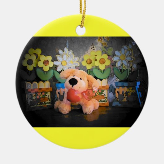 Plush Hund/Katze/Blume Keramikornament (Vorne)