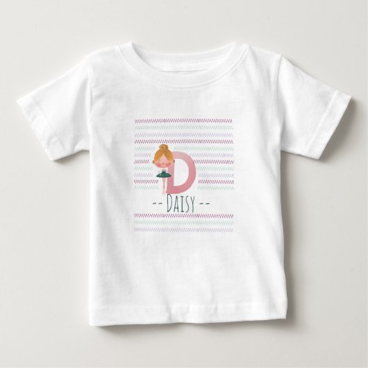 Plush Plink Niedlich Ballerina Letter D Kleinkind Baby T-shirt (Vorderseite)
